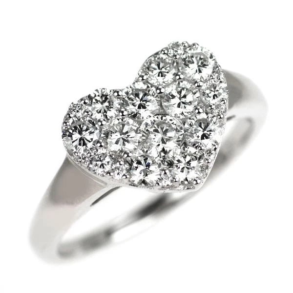 K18WG DIAMOND RING HEART: K18WG diamond ring heart Brand: None Type/Style: Ring Material: Metal Purity K18, Metal Gold, Main Stone/Creation Natural Color: White Gold Size: 6 US Accessories: None Accessories Notice: