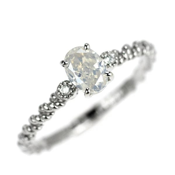 BRAND NEW RARE PT950 OVAL CUT FANCY WHITE DIAMOND RING (1 of 2)