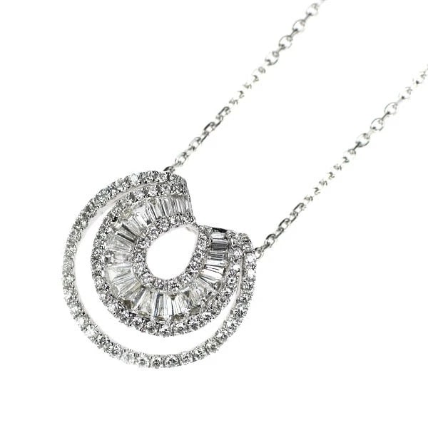 K18WG DIAMOND PENDANT NECKLACE: K18WG DIAMOND PENDANT NECKLACE Brand: None Type/Style: Pendant Necklace Material: Metal Purity K18, Metal Gold, Main Stone/Creation Natural Color: None Size: Necklace: Chain Length ?45 