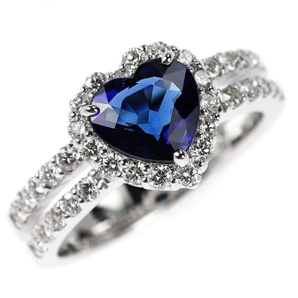 PONTE VECCHIO K18WG HEART SHAPE SAPPHIRE DIAMOND RING: Ponte Vecchio K18WG Heart Shape Sapphire Diamond Ring Brand: Pontevecchio Type/Style: Ring Material: Metal Purity K18, Metal Gold, Main Stone/Creation sapphires Color: None Size: 6 US 