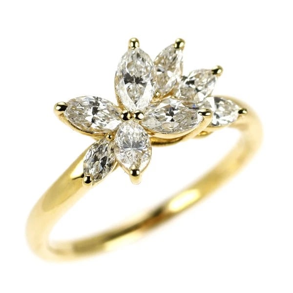 K18YG DIAMOND RING FLOWER: K18YG Diamond Ring Flower Brand: None Type/Style: Ring Material: Metal Purity K18, Metal Gold, Main Stone/Creation Natural Color: Yellow Gold Size: 7.5 US Accessories: None Accessories Not