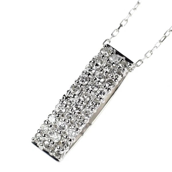 K18WG REVERSIBLE DIAMOND PENDANT NECKLACE: K18WG reversible diamond pendant necklace Brand: None Type/Style: Pendant Necklace Material: Metal Purity K18, Metal Gold, Main Stone/Creation Natural Color: None Size: Necklace: Chain Length