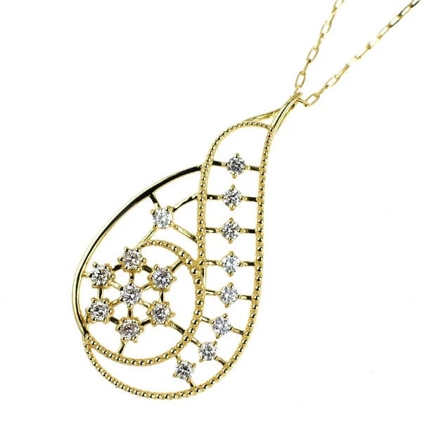 K18YG DIAMOND PENDANT NECKLACE: K18YG DIAMOND PENDANT NECKLACE Brand: None Type/Style: Pendant Necklace Material: Metal Purity K18, Metal Gold, Main Stone/Creation Natural Color: None Size: Necklace: Chain Length ?45 