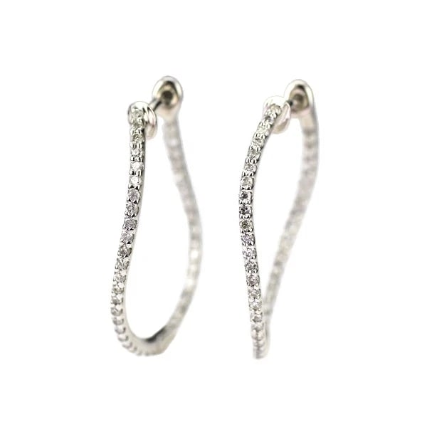 K18WG HOOP DIAMOND EARRING: K18WG HOOP DIAMOND EARRING Brand: None Type/Style: piercing Material: Metal Purity K18, Metal Gold, Main Stone/Creation Natural Color: White Gold Size: None Accessories: None Accessories