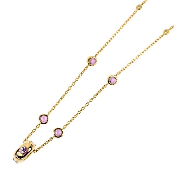 K18YG PINK SAPPHIRE DIAMOND PENDANT NECKLACE (1 of 2)