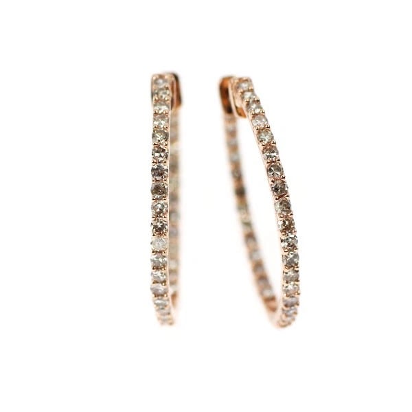 K18PG SINGLE CUT DIAMOND HOOP EARRING: K18PG single cut diamond hoop earring Brand: None Type/Style: piercing Material: Metal Purity K18, Metal Gold, Main Stone/Creation Natural Color: None Size: Length/Width/Diameter18.4 