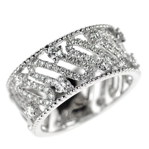 K18WG DIAMOND RING: K18WG diamond ring Brand: None Type/Style: Ring Material: Metal Purity K18, Metal Gold, Main Stone/Creation Natural Color: None Size: 6.25 - 6.5 US Accessories: None Accessories Notice: When