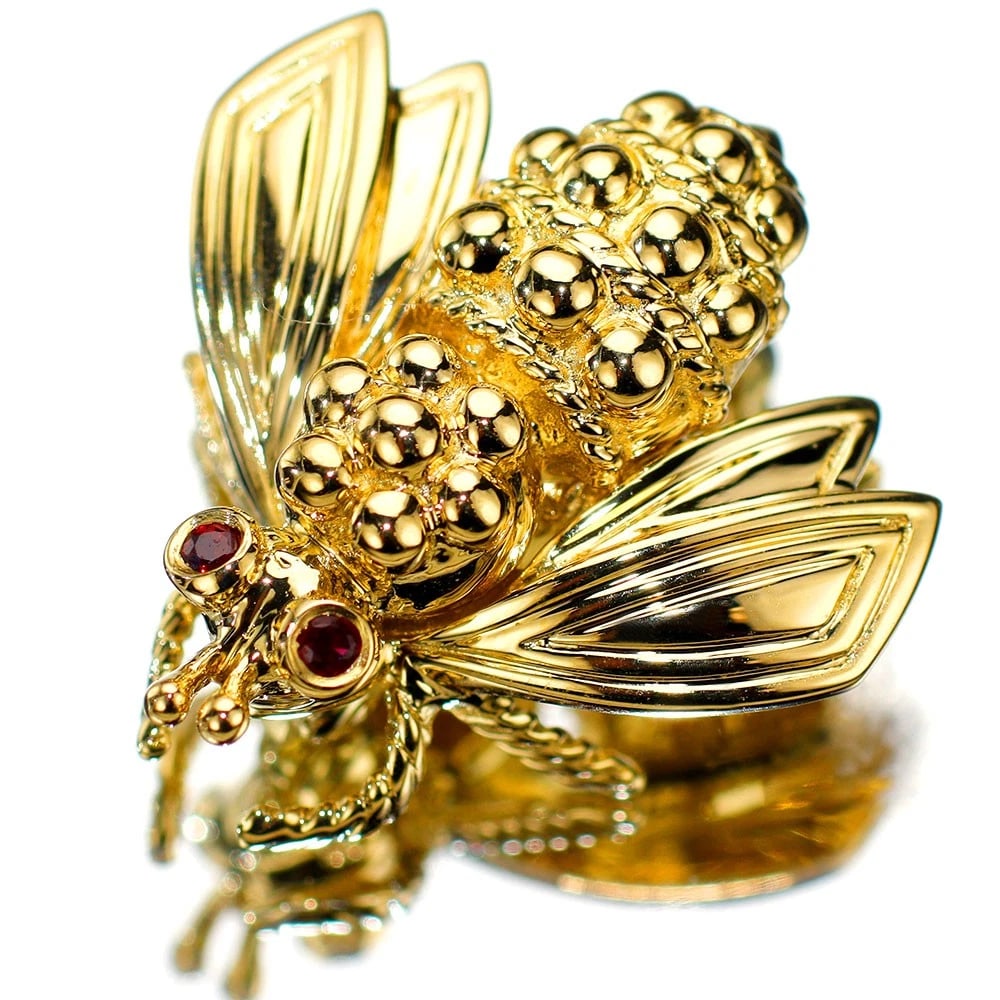 TIFFANY K18YG RUBY BROOCH BEE (1 of 3)