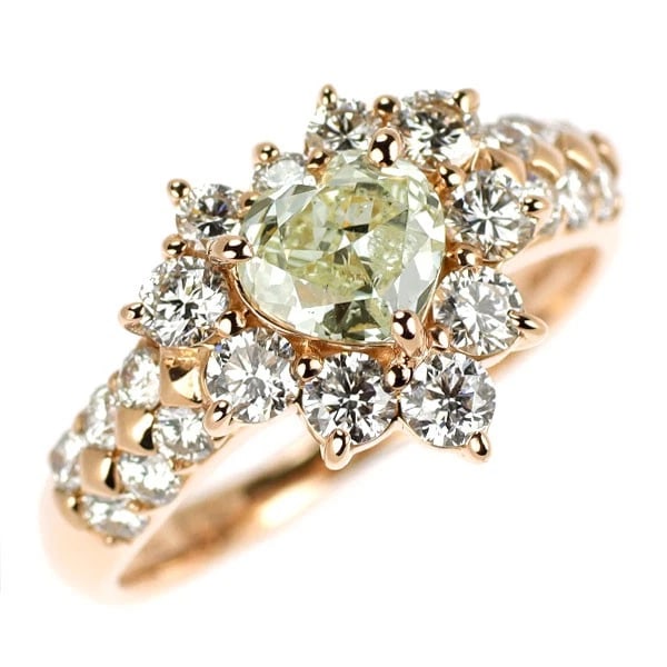 K18PG HEART SHAPE DIAMOND RING (1 of 2)