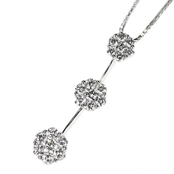 K18WG DIAMOND PENDANT NECKLACE: K18WG Diamond Pendant Necklace Brand: None Type/Style: Pendant Necklace Material: Metal Purity None, Metal K18WG, Main Stone/Creation Natural Color: None Size: Necklace: Chain Length ?46 