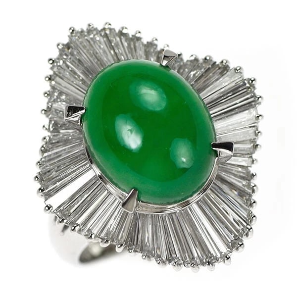 PT900 JADE DIAMOND RING: Pt900 jade diamond ring Brand: None Type/Style: Ring Material: Metal Purity None, Metal Pt900, Main Stone/Creation jade/jade Color: None Size: 5.5 - 5.75 US Accessories: None Accessories