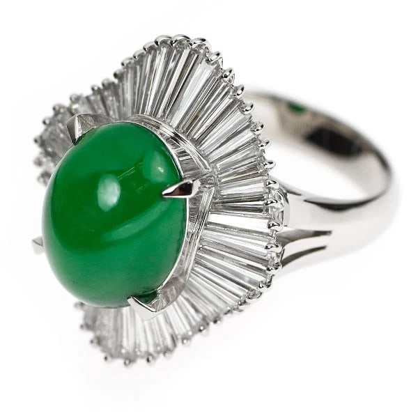 PT900 JADE DIAMOND RING - 2