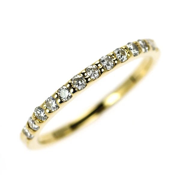 K18YG DIAMOND RING HALF ETERNITY: K18YG Diamond Ring Half Eternity Brand: None Type/Style: Ring Material: Metal Purity K18, Metal Gold, Main Stone/Creation Natural Color: None Size: 4 US Accessories: None Accessories Notic