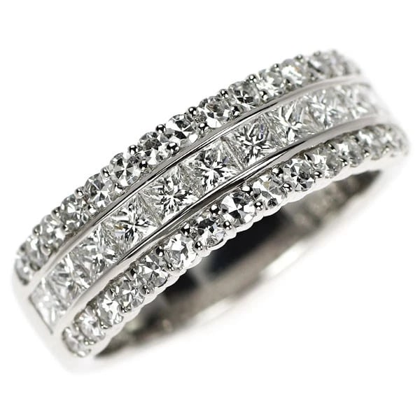 SUWA PT950 PRINCESS/ SINGLE CUT DIAMOND RING: SUWA Pt950 Princess/ Single Cut Diamond Ring Brand: None Type/Style: Ring Material: Metal Purity None, Metal Pt950, Main Stone/Creation Natural Color: none Size: 6 US Accessories: None