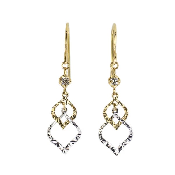 BRAND NEW K18YG/WG DIAMOND EARRINGS: Brand New K18YG/WG Diamond Earrings Brand: None Type/Style: piercing Material: Metal Purity None, Metal K18YG/WG, Main Stone/Creation Natural Color: None Size: Length/Width/Diameter27.6 