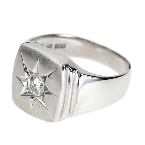 PT900 DIAMOND STAMP RING - 2