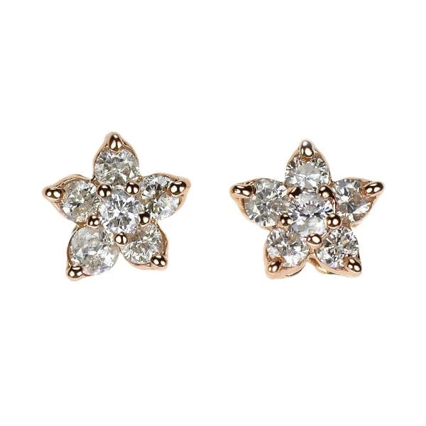 K18PG FLOWER DIAMOND EARRINGS: K18PG flower diamond earrings Brand: None Type/Style: piercing Material: Metal Purity K18, Metal Gold, Main Stone/Creation Natural Color: Pink Gold Size: None Accessories: None Accessories