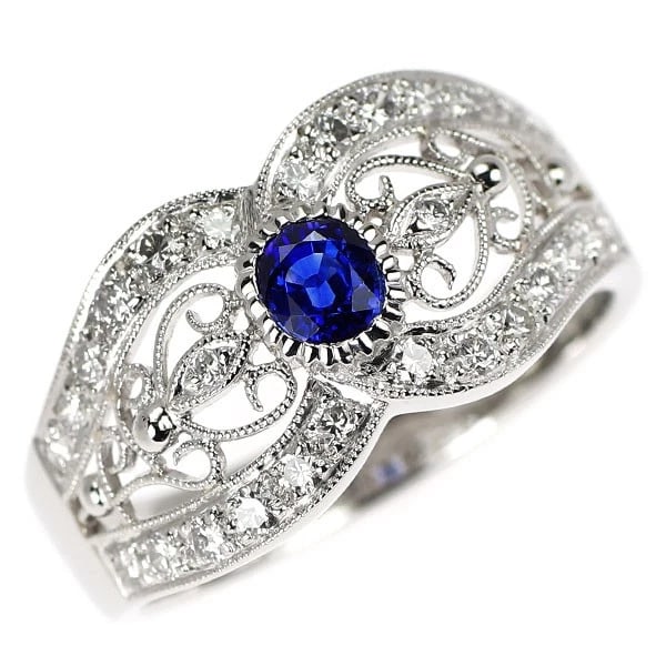 PT900 SAPPHIRE DIAMOND RING: Pt900 sapphire diamond ring Brand: None Type/Style: Ring Material: Metal Purity 900, Metal Platinum, Main Stone/Creation sapphires Color: None Size: 6.75 - 7 US Accessories: None Accessori