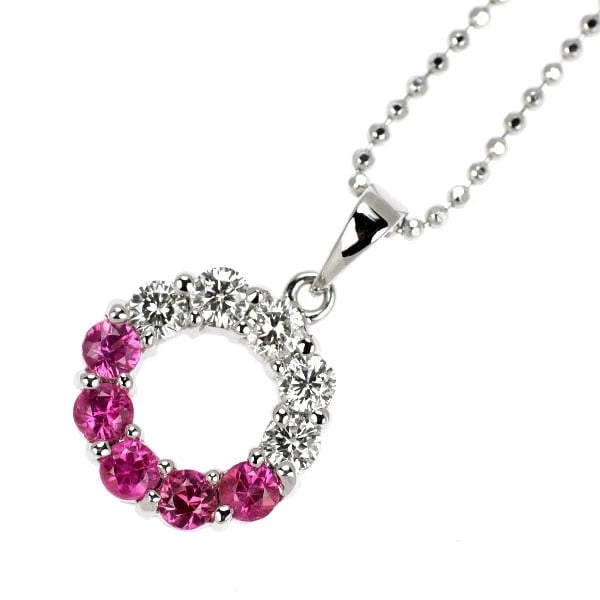 K18WG PINK SAPPHIRE DIAMOND PENDANT NECKLACE (1 of 2)