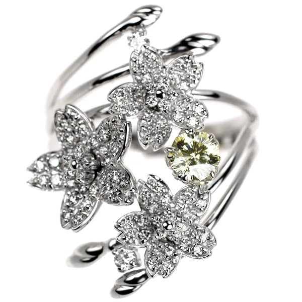 K18WG SAKURA CUT DIAMOND RING: K18WG Sakura cut diamond ring Brand: None Type/Style: Ring Material: Metal Purity K18, Metal Gold, Main Stone/Creation Natural Color: White Gold Size: 9.5 US Accessories: None Accessories