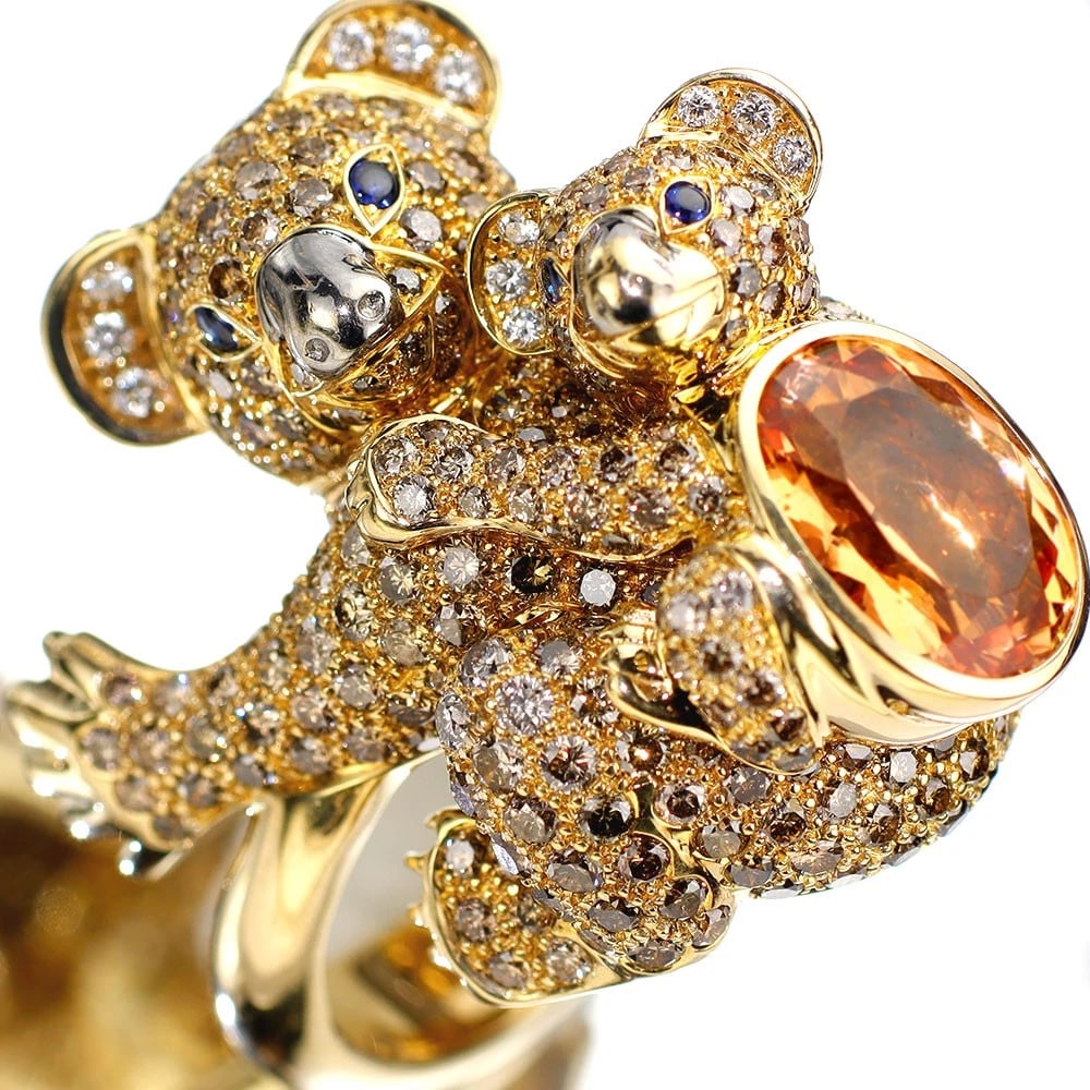 BOUCHERON K18YG IMPERIAL TOPAZ SAPPHIRE DIAMOND RING: Boucheron K18YG Imperial Topaz Sapphire Diamond Ring Brand: Boucheron Type/Style: Ring Material: Metal Purity None, Metal K18YG, Main Stone/Creation Topaz Color: None Size: 7.25 US 