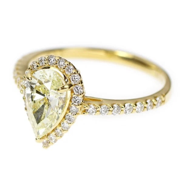 K18YG PEAR SHAPE DIAMOND RING - 2