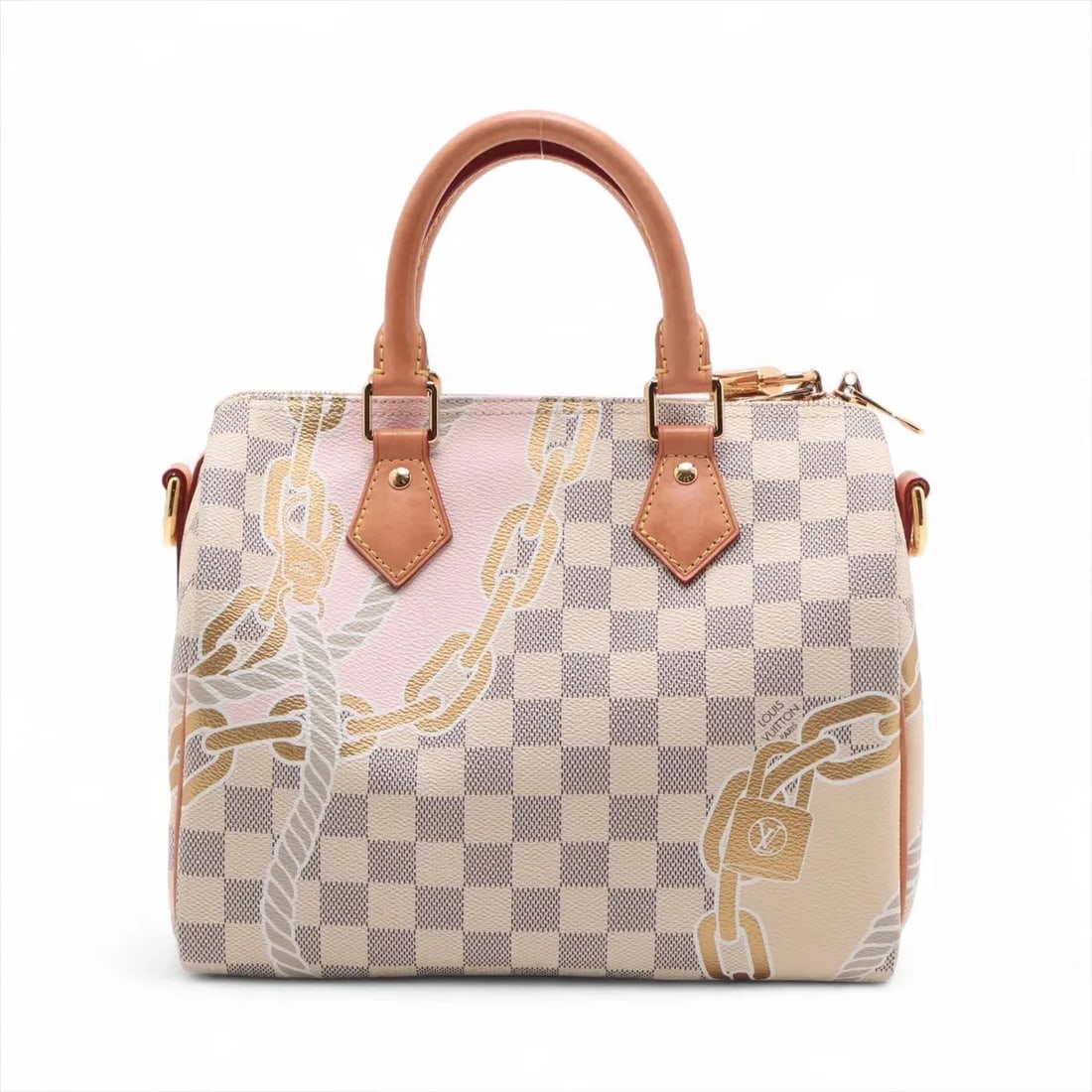 LOUIS VUITTON WHITE DAMIER AZURE NAUTICAL SPEEDY: Louis Vuitton White Damier Azure nautical Speedy Brand: Louis Vuitton Type: Hand bag Material: None Color: White Size: Height:7.7inch Length:10.0inch Depth:5.7inch Handle height:3.3inch Accessori