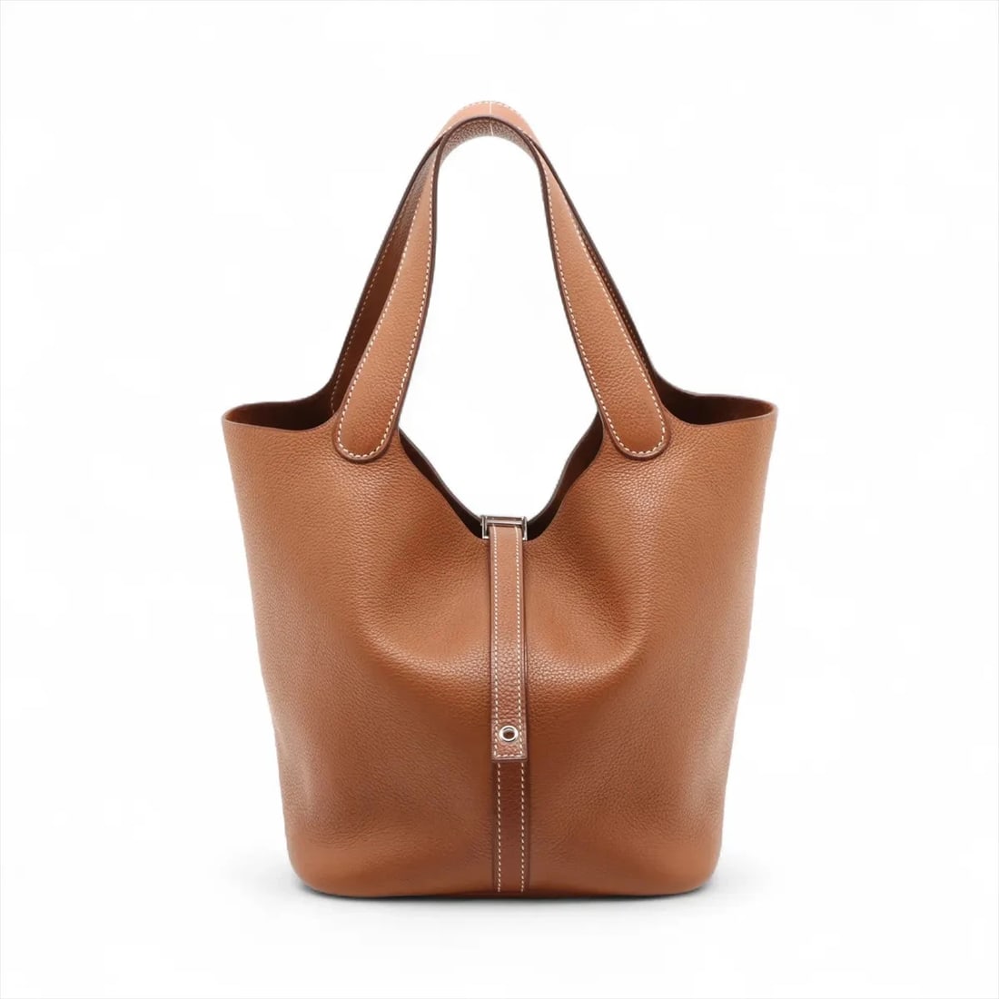 Hermes PICOTIN LOCK 22 MM VEAU BARENIA FAUBOURG: Hermes Picotin Lock 22 MM Veau Barenia Faubourg Brand: Hermes Type: Hand bag Material: Veau Barenia Faubourg Color: Fauve Size: Height:8.3inch Length:8.9inch Depth:7.1inch Handle height:6.3inch A