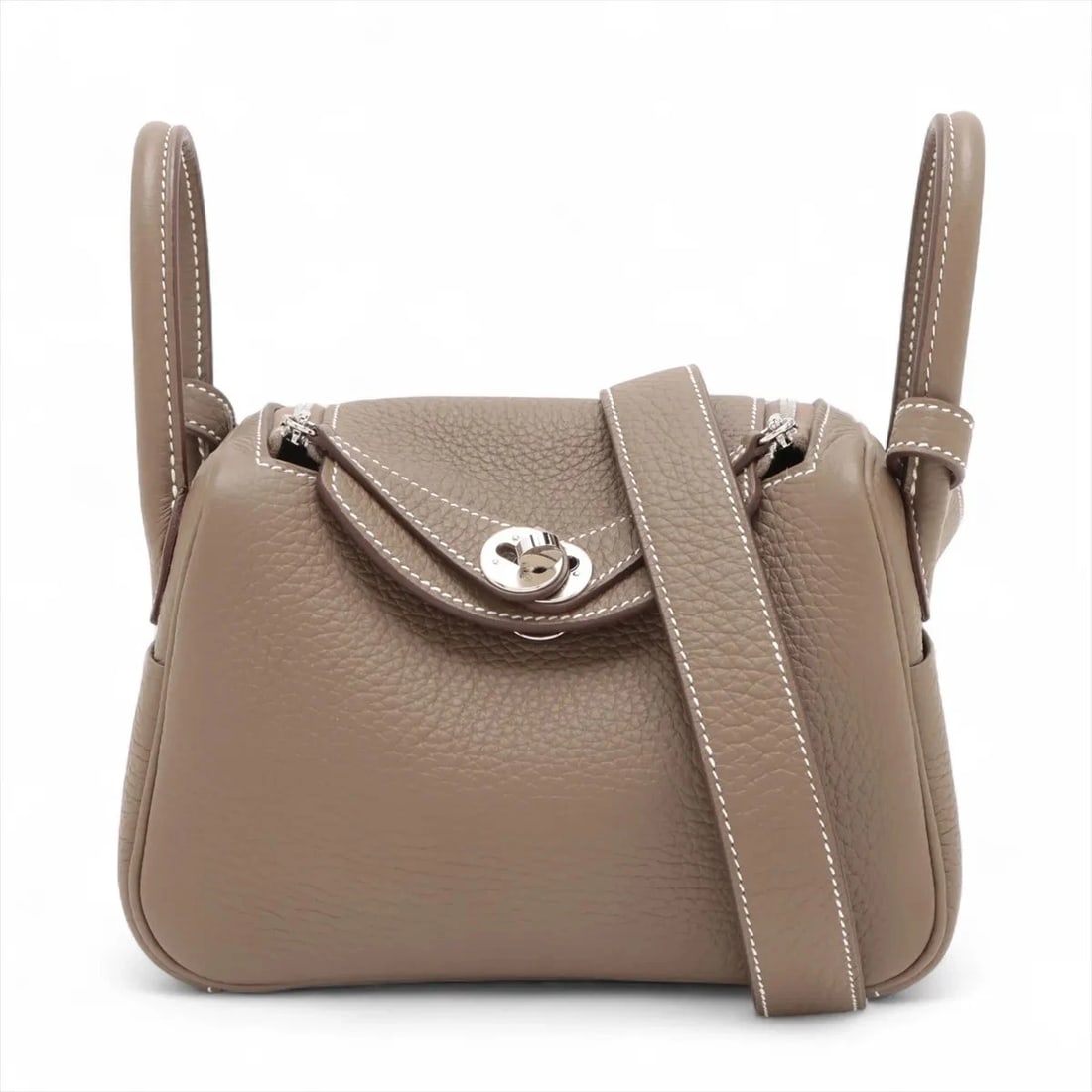 Hermes LINDY MINI 20 TAURILLON CLEMENCE ETOUPE SILVER (1 of 6)