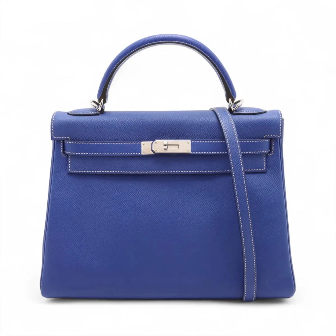 Hermes CANDY KELLY 32 VEAU EPSOM BLUE ELECTRIC: Hermes Candy Kelly 32 Veau Epsom Blue Electric Brand: Hermes Type: Hand bag Material: Veau Epsom Color: Blue Electric Size: Height:8.9inch Length:12.4inch Depth:4.5inch Handle height:3.3inch Shoul