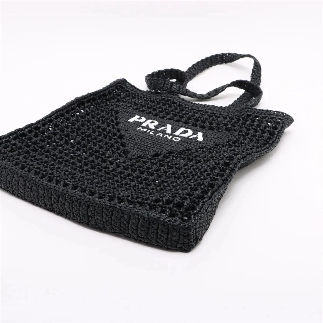 PRADA RAFFIA TOTE BAG BLACK - 3