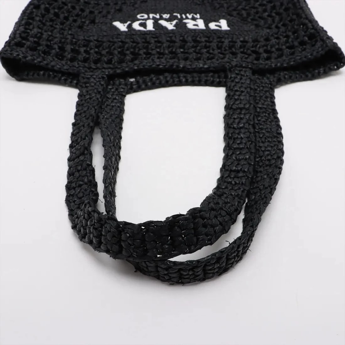 PRADA RAFFIA TOTE BAG BLACK - 5