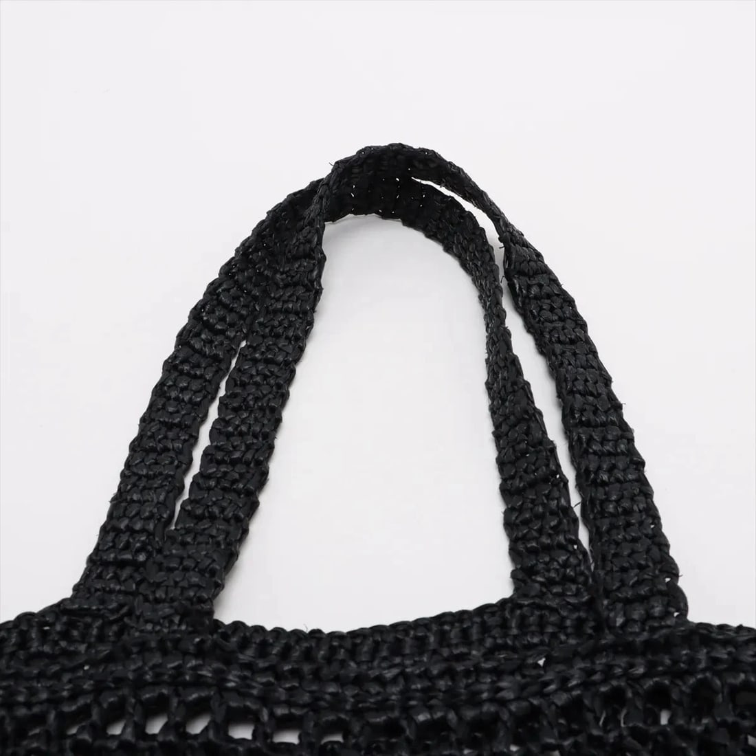 PRADA RAFFIA TOTE BAG BLACK - 6