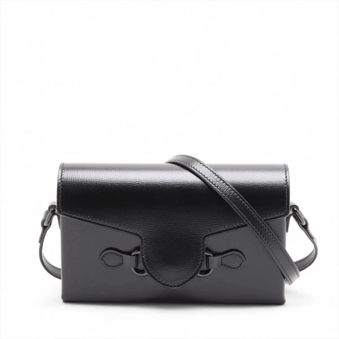 GUCCI HORSEBIT LEATHER SHOULDER BAG BLACK (1 of 5)