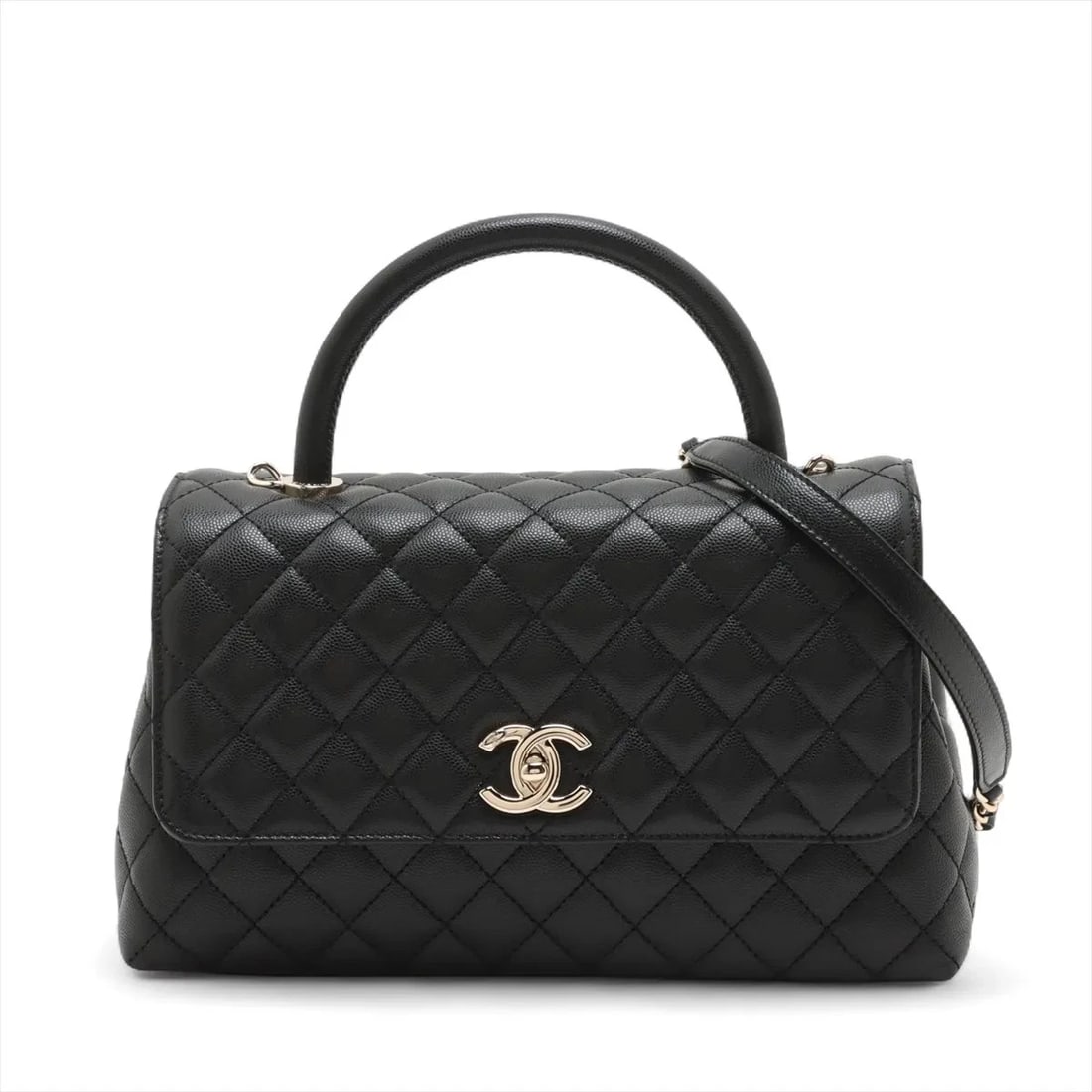 CHANEL COCO HANDLE 29 S CAVIAR SKIN 2 WAY HANDBAG: Chanel Coco handle 29 S Caviar Skin 2 Way Handbag Brand: Chanel Type: Hand bag Material: Caviar Skin Color: Black Size: Height:7.1inch Length:11.0inch Depth:4.5inch Handle height:3.1inch Accessor