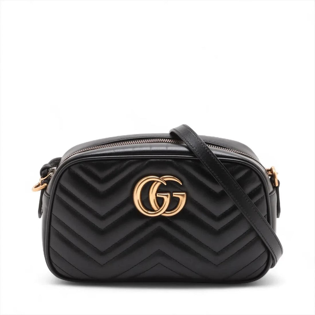 GUCCI GG MARMONT LEATHER CHAIN SHOULDER BAG: Gucci GG Marmont Leather Chain Shoulder Bag Brand: Gucci Type: Shoulder bag Material: Leather Color: Black Size: Height:5.7inch Length:9.4inch Depth:3.0inch Shoulder height:23.4inch Accessories: