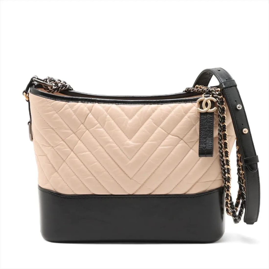 CHANEL GABRIELLE DOO CHANEL VINTAGE CALF CHAIN SHOULDER BAG: Chanel Gabrielle Doo Chanel Vintage calf Chain Shoulder Bag Brand: Chanel Type: Shoulder bag Material: Vintage calf Color: Beige Size: Height:9.1inch Length:11.0inch Depth:3.9inch Shoulder height: