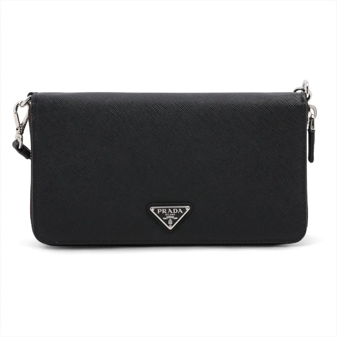 PRADA SAFFIANO TRIANGLE LEATHER SHOULDER WALLET (1 of 2)