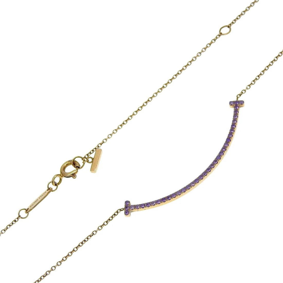 TIFFANY & CO. T SMILE PENDANT SMALL PINK SAPPHIRE: TIFFANY & Co. T Smile Pendant Small Pink Sapphire Brand: Tiffany & Co. Type/Style: Necklace Material: Metal Purity Au750, Metal K18 Pink Gold, Color: Pink Gold Size: Main Stone/Side Stone: Pink Sa