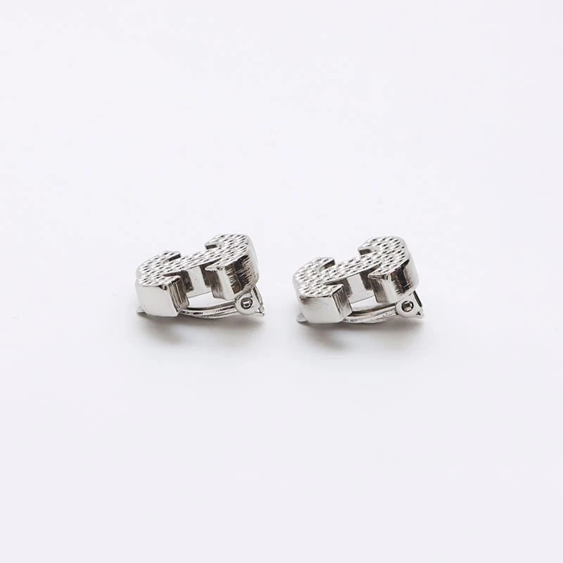 CHANEL COCO MARK PUNCHING SILVER EARRINGS - 3