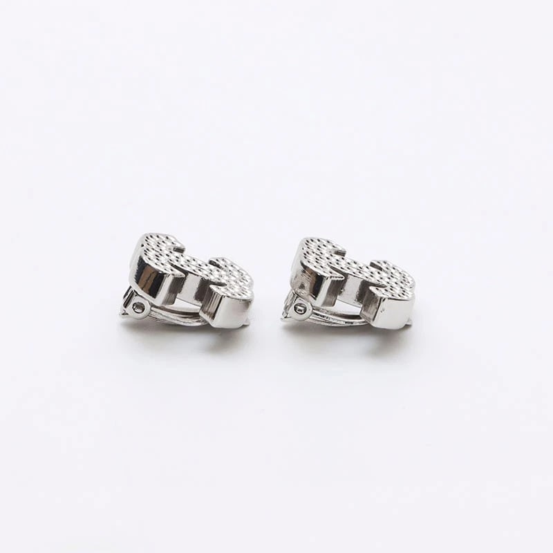 CHANEL COCO MARK PUNCHING SILVER EARRINGS - 4