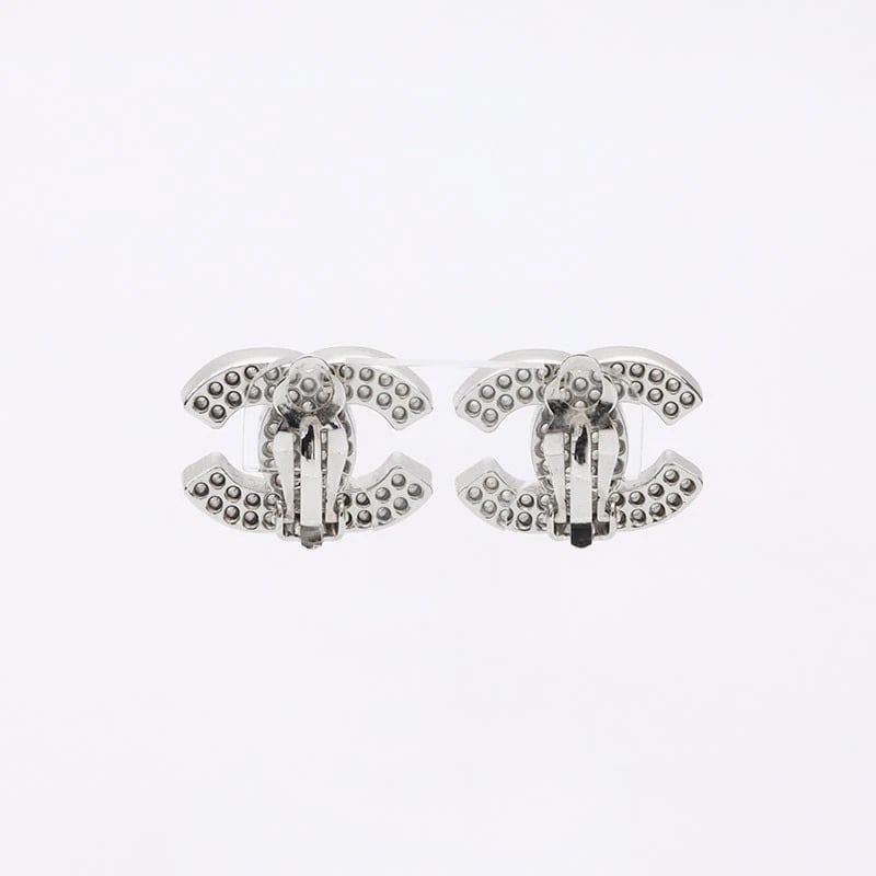 CHANEL COCO MARK PUNCHING SILVER EARRINGS - 5