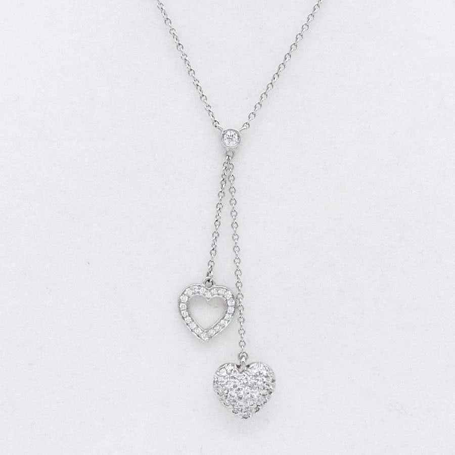TIFFANY & CO. DOUBLE HEART DIAMOND PT950 NECKLACE: Tiffany & Co. Double Heart Diamond Pt950 Necklace Brand: Tiffany & Co. Type/Style: Necklace Material: Metal Purity Pt950, Metal Platinum, Main Stone/Creation Natural Color: Platinum Size: