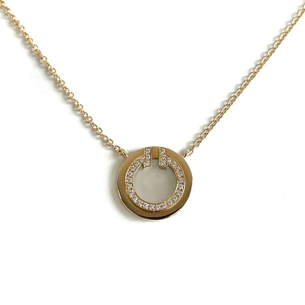 TIFFANY & CO. T DIAMOND MOTHER-OF-PEARL CIRCLE K18PG NECKLACE (1 of 6)