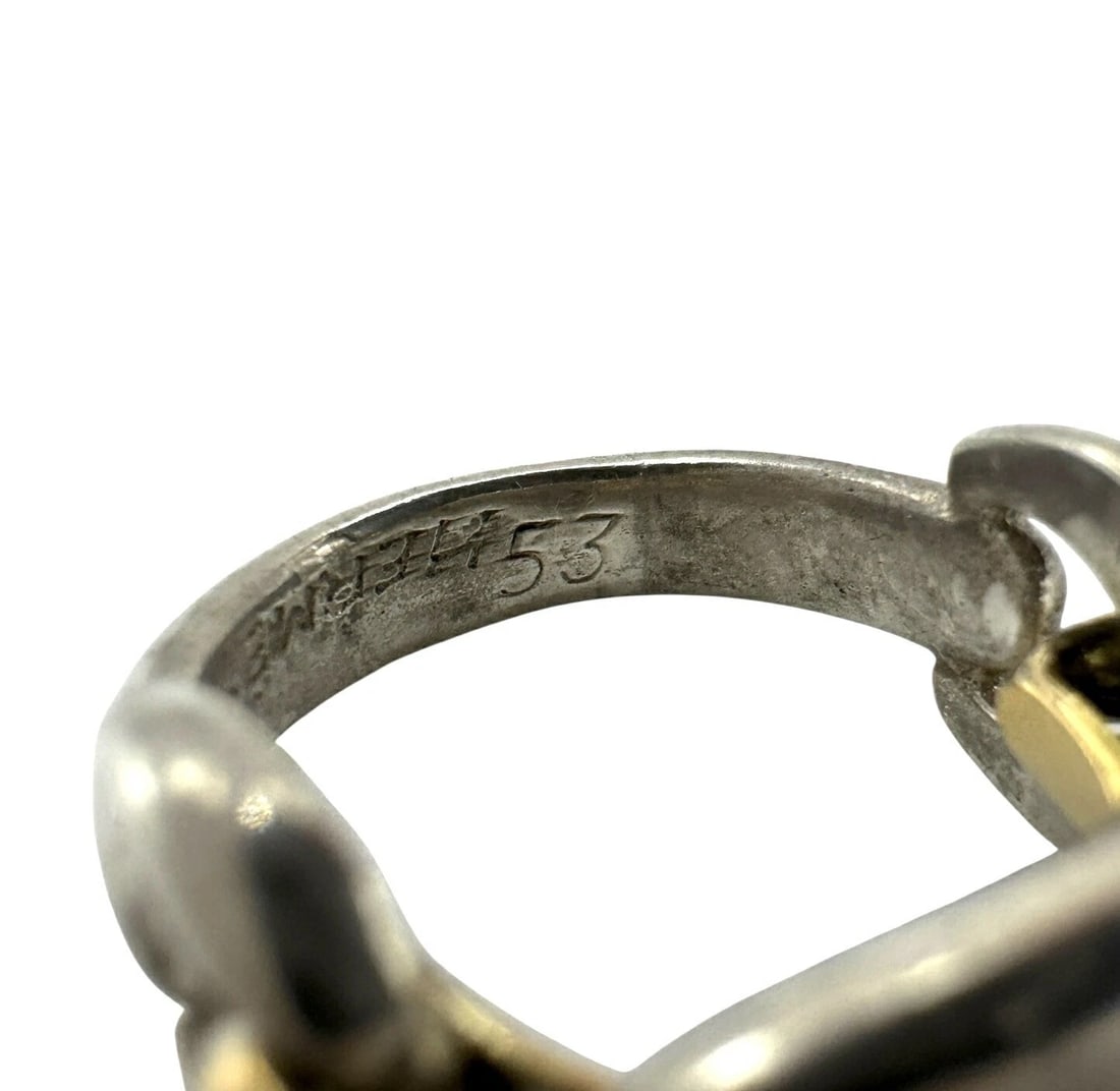 HERMES CHAINE D'ANCRE GOLD RINGS: HERMES Chaine d'Ancre Gold Rings Brand: Hermes Type/Style: Ring Material: Metal Purity Sv925 K18, Metal Silver Gold, Color: Silver Gold Size: US 6.5 Accessories: None Accessories Notice: W