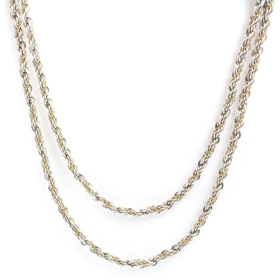 TIFFANY & CO TWIST CHAIN LONG SV925 K14YG NECKLACE (1 of 6)
