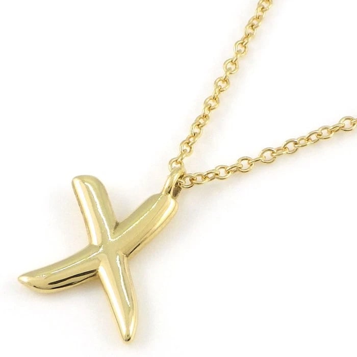 TIFFANY & CO. KISS X CROSS NECKLACE K18YG YELLOW GOLD 750: Tiffany & Co. Kiss X Cross Necklace K18YG Yellow Gold 750 Brand: Tiffany & Co. Type/Style: Necklace Material: Metal Purity 750, Metal K18 Yellow Gold, Main Stone/Creation Natural Color: Yellow Gold