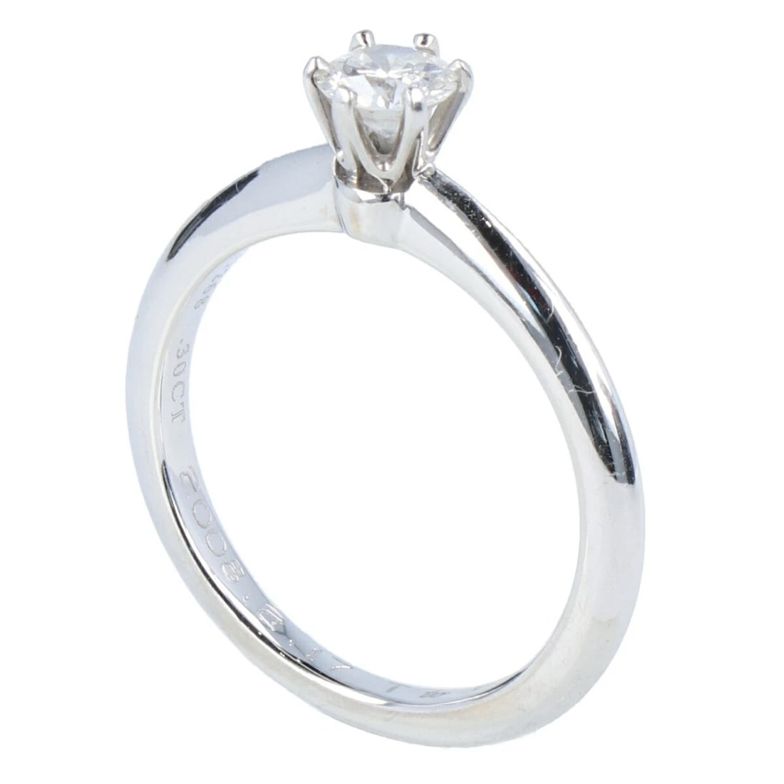 TIFFANY & CO. PT950 SOLITAIRE DIAMOND RING: Tiffany & Co. Pt950 Solitaire Diamond Ring Brand: Tiffany & Co. Type/Style: Ring Material: Metal Purity Pt950, Metal Platinum, Main Stone/Creation Natural Color: Platinum Size: US 5 Accessories:
