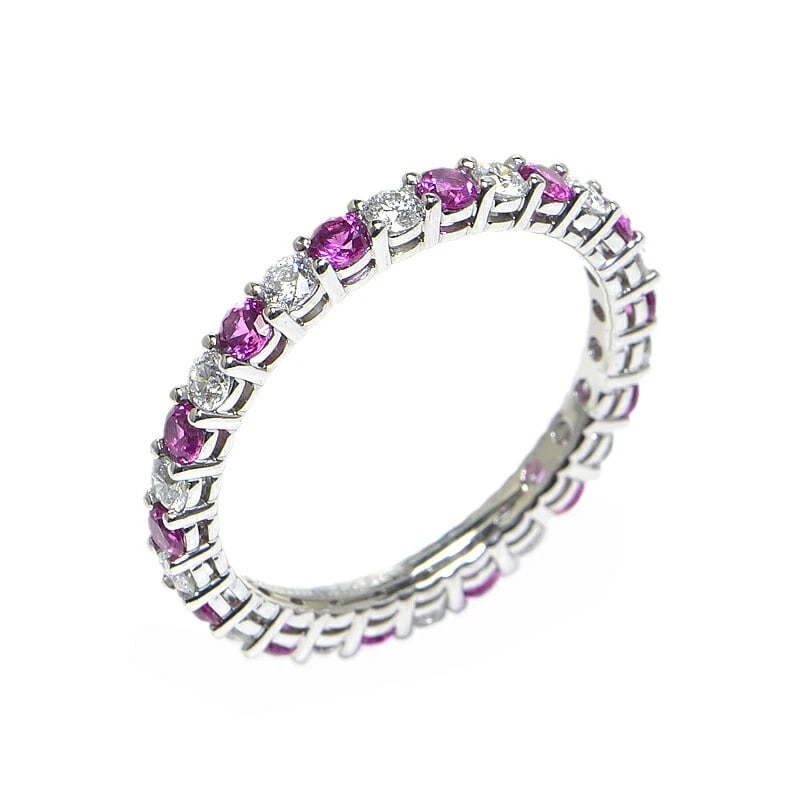 TIFFANY & CO. PT950 PINK SAPPHIRE DIAMOND RING: Tiffany & Co. Pt950 Pink Sapphire Diamond Ring Brand: Tiffany & Co. Type/Style: Ring Material: Metal Purity Pt950, Metal Platinum, Main Stone/Creation Natural Color: Platinum Size: US 5-5.5 Acces