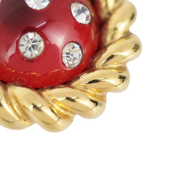 CHANEL RHINESTONES COLORED STONES RED GP GOLD METAL EARRINGS (1 of 6)